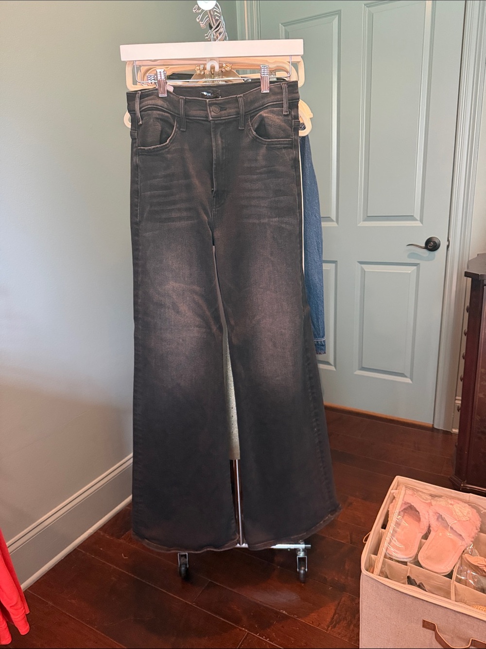 MOTHER Black Bootcut Jeans with Faded Finish